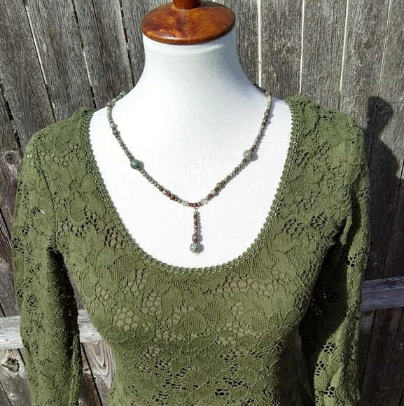 Free People green lacy dress - Picture 2 of 6